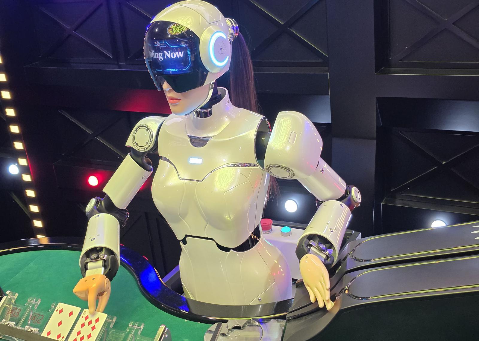 Humanoid Robot Casino Dealer Deals Cards at G2E Asia 2026 in Macao